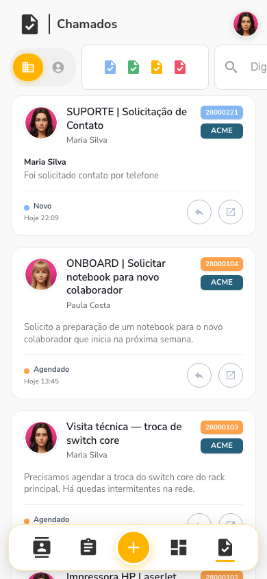 App Cliente no celular — chat